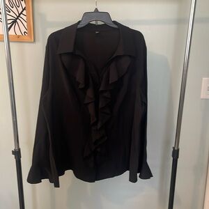 SHEIN Curve Black Ruffle Front Blouse – 3XL